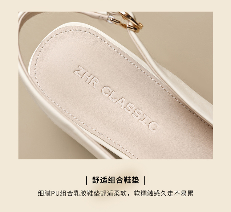 Sandal bít mũi nữ phong cách Pháp gót thấp mềm mại đi làm — BL392 màu mơ chi tiết 11