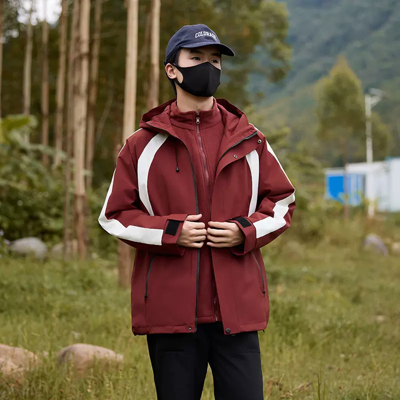 秋冬新款三合一户外冲锋衣男女外套加绒加厚石墨烯内胆可拆卸鸟家