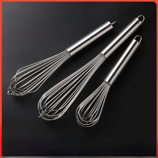 Stainless Steel Egg Beater, Thickened Handheld Mixer, Semi-Automatic Whisk, Kitchen Baking Tool