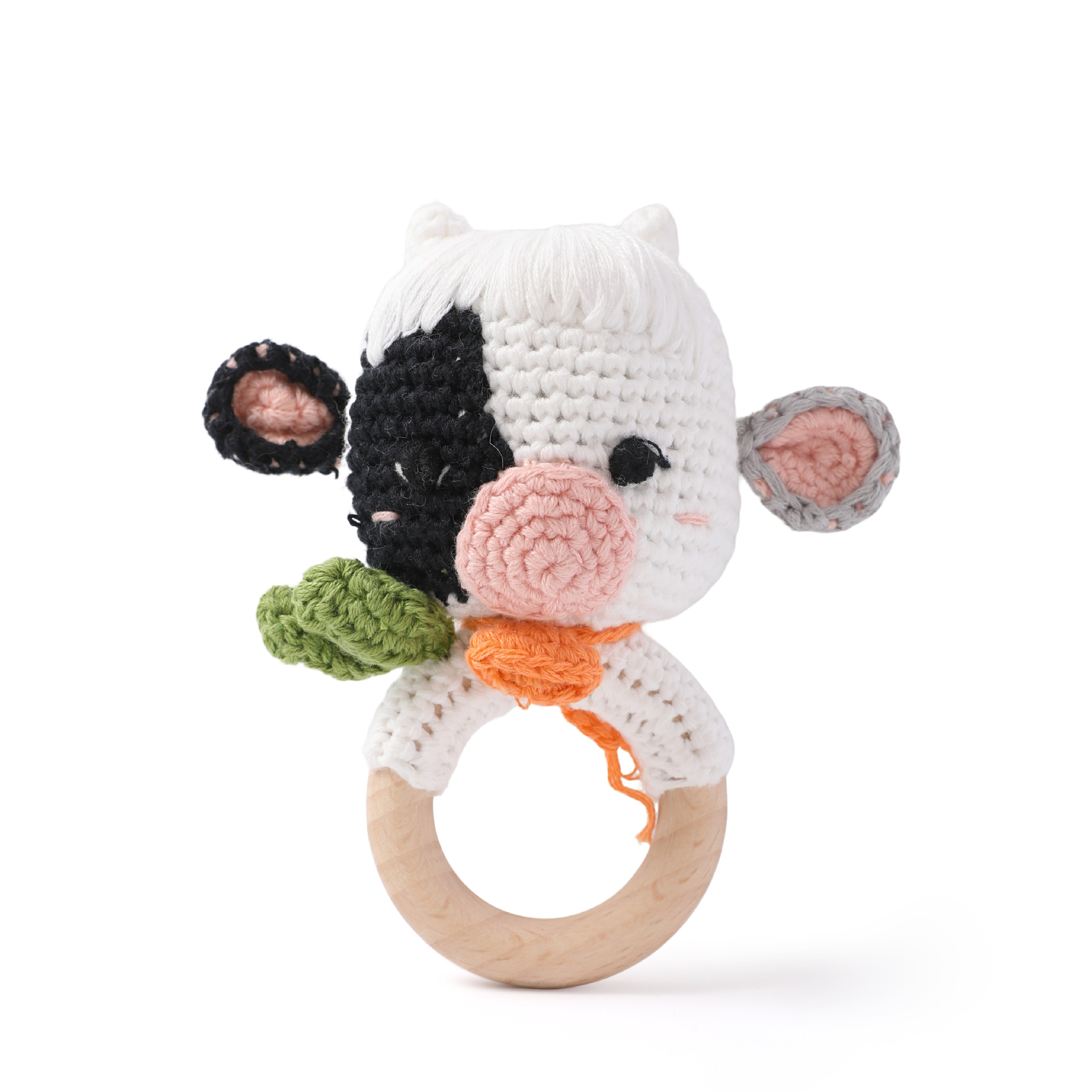 Cruzar la frontera de ganchillo animal sonajero bebé de punto animal muñeca bebé calmante juguete roer crochet juguete