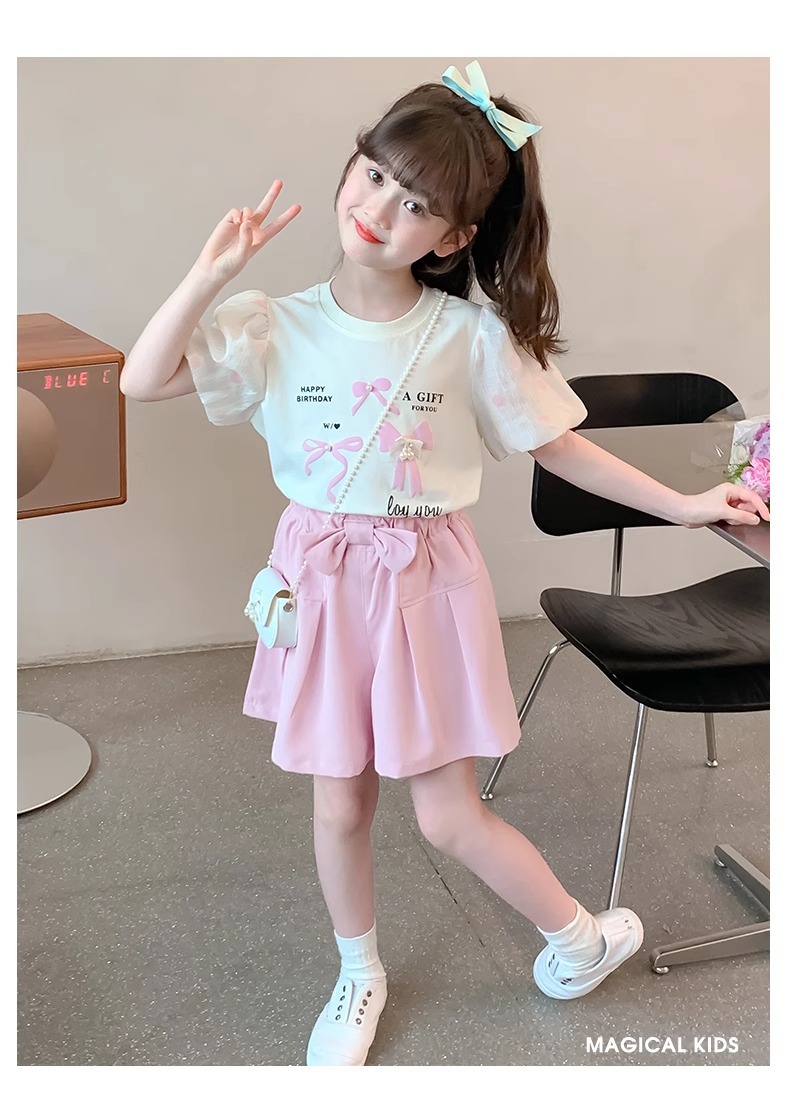 Girls Short Sleeve Two Piece Set For Summer Casual Wear_voghion.com