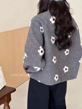 小香风立体花朵毛呢外套短款新款百搭洋气淡人穿搭小众可爱外穿女