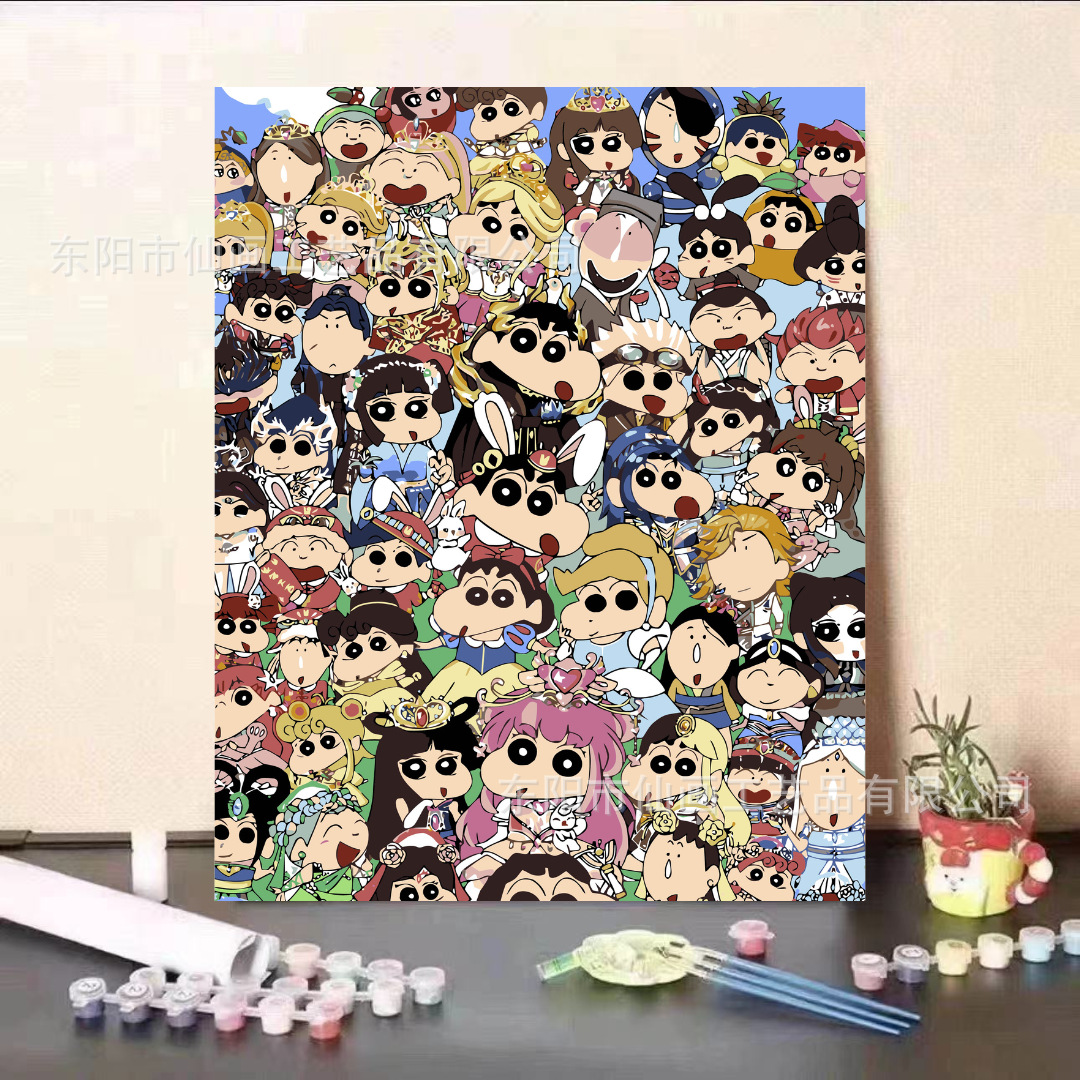 Fábrica de pintura al óleo digital de bricolaje al por mayor personajes de dibujos animados lindos de gran tamaño 4050 decoraciones pintadas a mano para dibujar
