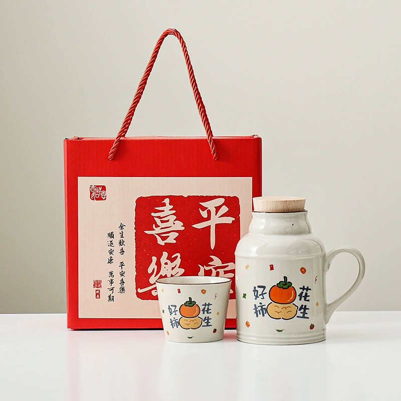 Gift box in gift box, capacious glass, ceramic tea cup
