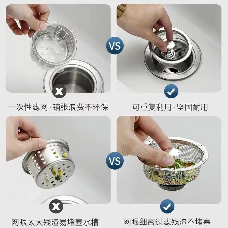 廚房水槽過濾網不鏽鋼通用洗菜盆池下水管道防堵過濾器地漏防臭蓋