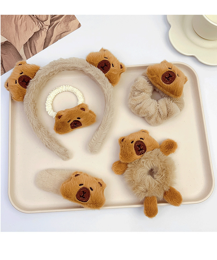 Plush Material Cartoon Style Cute Women's Animal Plush Hair Clip Hair Band Hair Tie