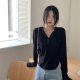 Hooded T-shirt Women's Spring and Autumn 2023 New Irregular Slim Casual Top Design Girl's Long Sleeve Jacket
