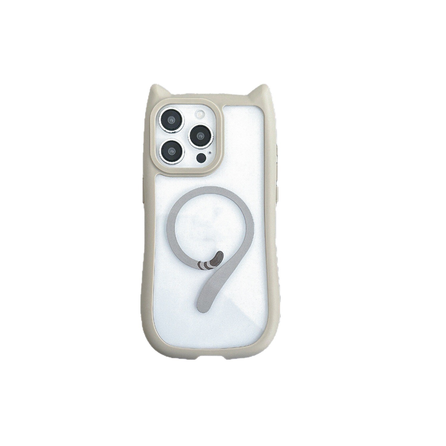 Cat Ear And Tail Magnetic Phone Case For Fruit 17PROMAX Transparent Acrylic 16E Trendy 12/11_voghion.com
