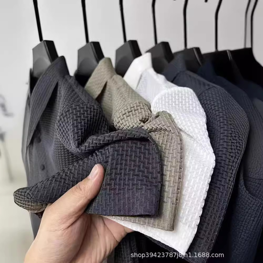 Camiseta de polo de secado rápido de seda de hielo de verano Camiseta de manga corta con solapa jacquard para hombre