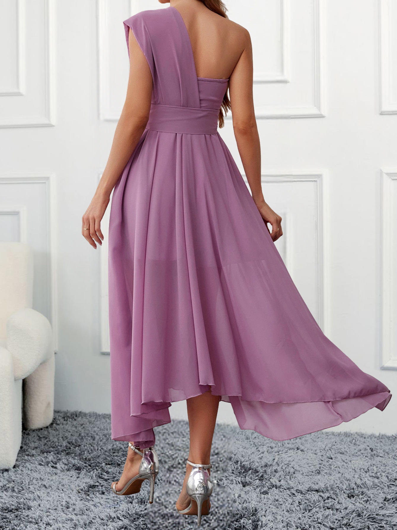 Primavera y verano europeo y americano Comercio exterior nuevo vestido Amazon envuelto pecho lentejuelas gasa gran swing vestido transfronterizo exclusivo