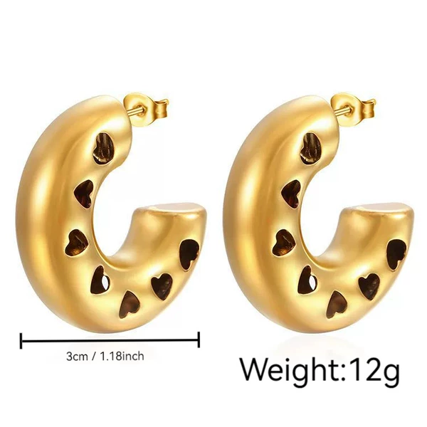Hollow large C hollow earrings gold-colored MS-221