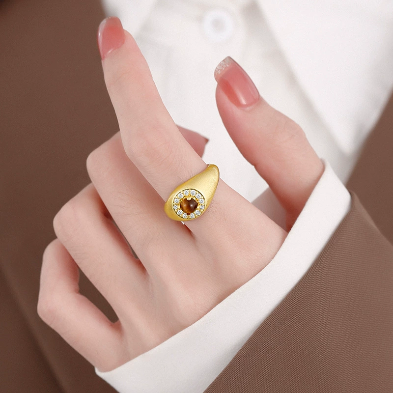 Retro matte ring, small elegant adjustable design, light-luxury style (color H236)