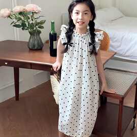 女童圆点连衣裙夏季2026新款儿童飞袖休公主裙女孩夏天裙子洋气