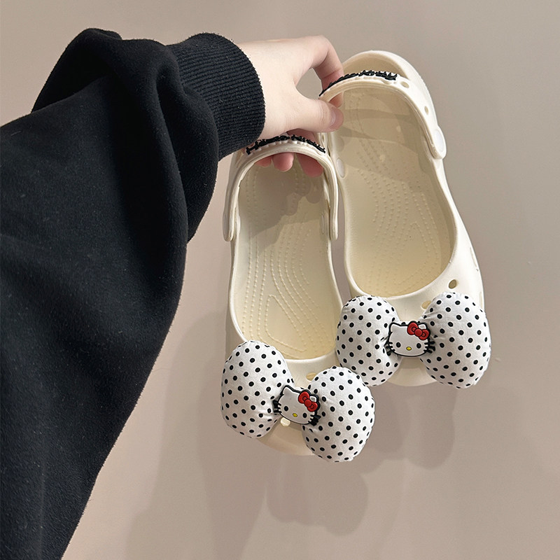 Large Bow-Decorated Clogs for Women, 2026 Summer Cute Cartoon Style Slip-On Non-Slip Flat Sandals