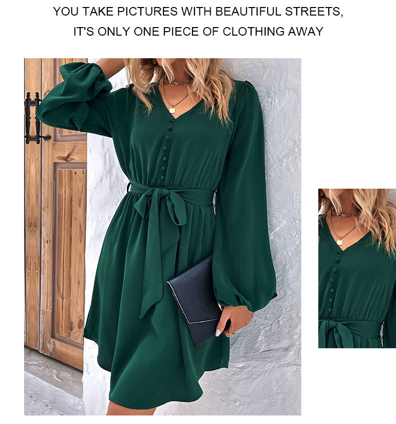 Abito da donna a maniche lunghe con scollo a V_voghion.com