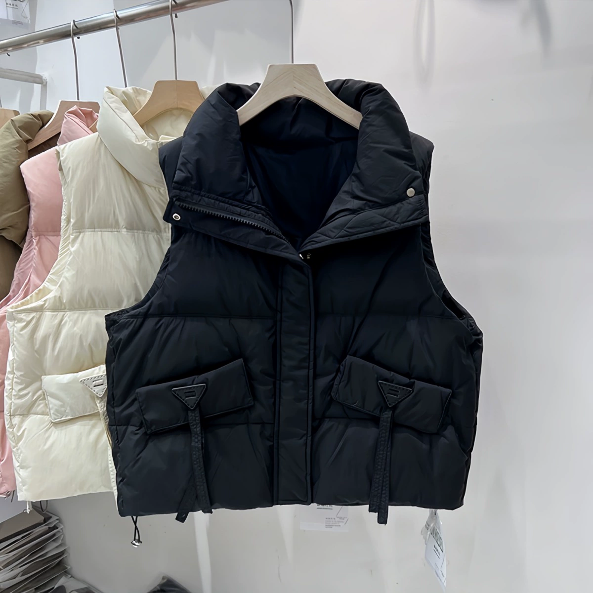 Demi-season down jacket, warm fashionable vest, plus size