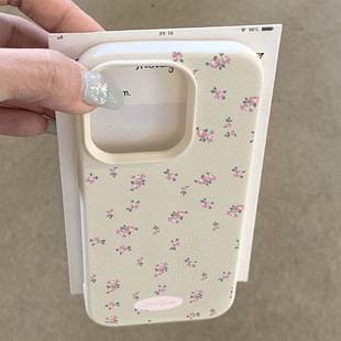 Ins-Style Fresh Small Floral Pattern Suitable for Apple 17Promax Phone Case Iphone15/13 Lychee Texture 14 Soft X