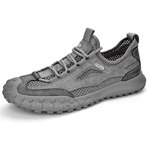 Men's  Summer New Lightweight Breathable Anti-Slip Soft Sole Genuine Leather Outdoor Casual Air Shoes