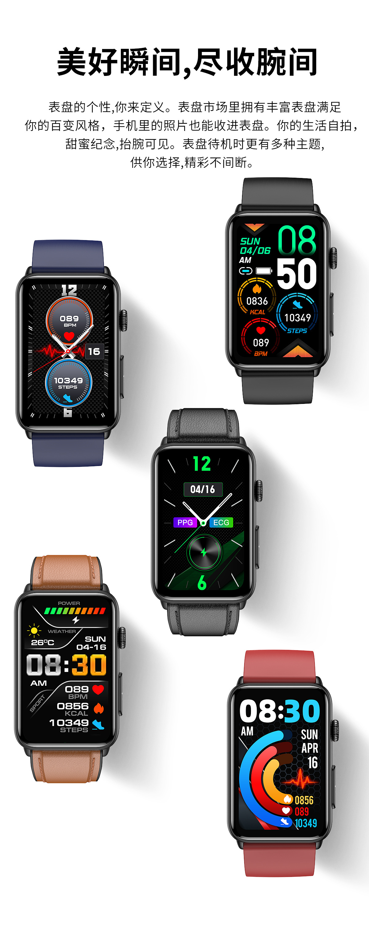 The new ET620 Bluetooth communication smartwatch features ECG, electrocardiogram, blood sugar, body temperature, heart rate, health monitoring, and more exercise Item Picture