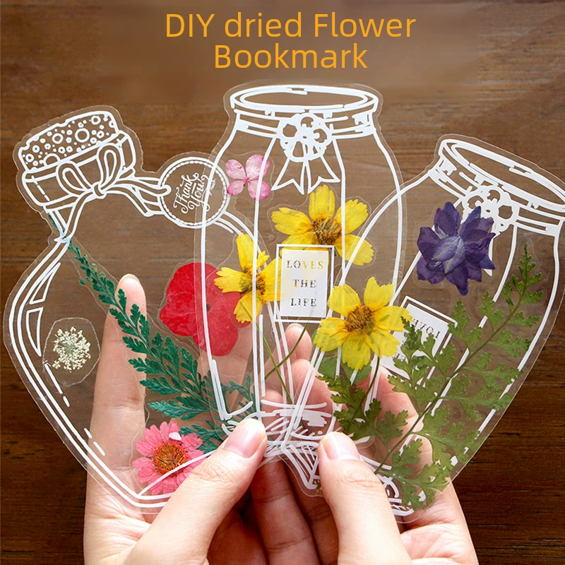 ПЕТ Douyin Same Flower Закладка ручной работы DIY Материал прозрачный Домашний прессованный цветок растение маринованный паста пластырь прозрачная закладка