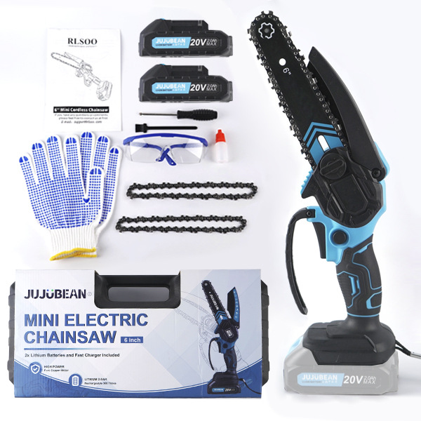 Sierra eléctrica de litio de 6 pulgadas transfronteriza, motosierra recargable, sierra de mano pequeña para tala doméstica, mini herramienta eléctrica para leña