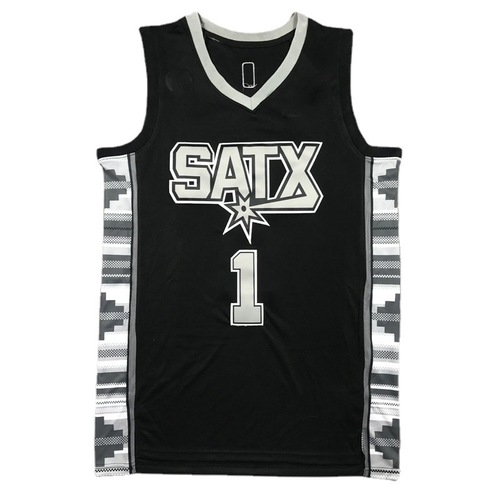 Summer cross-border jersey Spurs 1# Wenban Yama basketball uniform embroidered sports training men's and women's vests loose and healthy