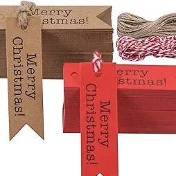 现货 Merry Christmas圣诞节牛皮纸吊牌烘焙礼物鱼尾旗子圣诞快乐