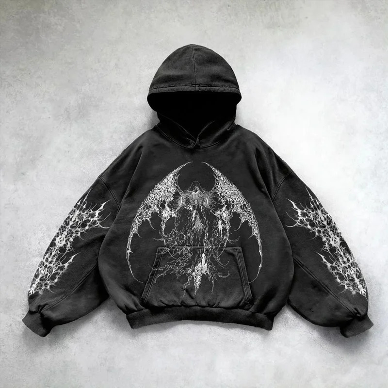 Y2K Retro Streetwear Hoodie Unisex Oversized Pullover With 3D Graphic Print For Men & Women_voghion.com