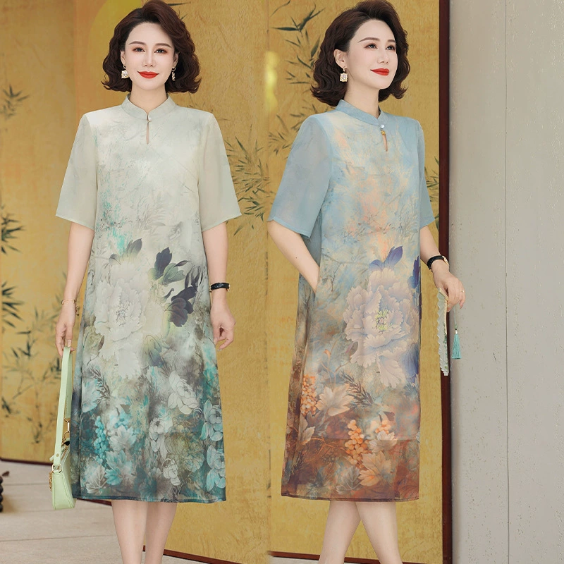 Оптовая дропшиппинг 2025 новое летнее платье китайский ретро национальный стиль платье свободное и стильное платье