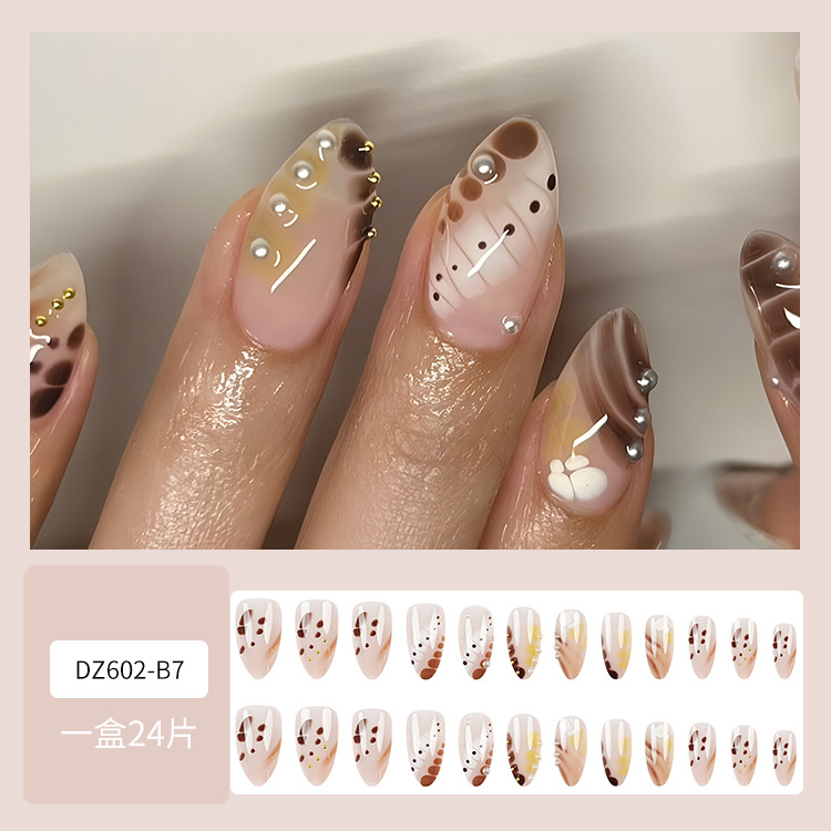 Venta caliente en Europa y América, parche de uñas dulce y fresco con incrustaciones de diamantes, uñas postizas de comercio exterior desmontables, piezas de uñas de uso transfronterizo terminadas image 61