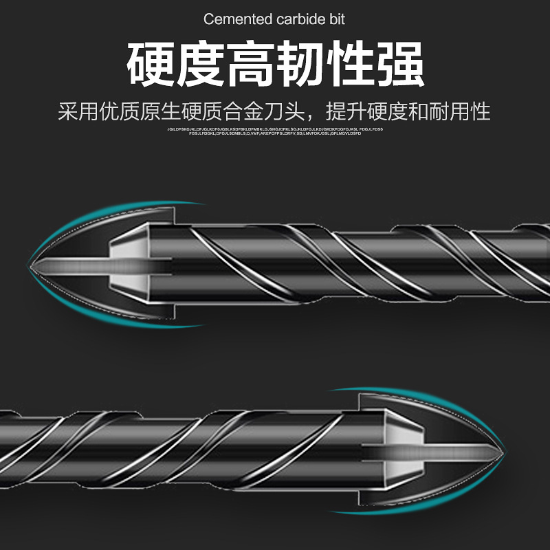 Carbide cross four-edged triangle drill bit Hexagonal handle brick wall tile cement ceramic drilling triangle drill