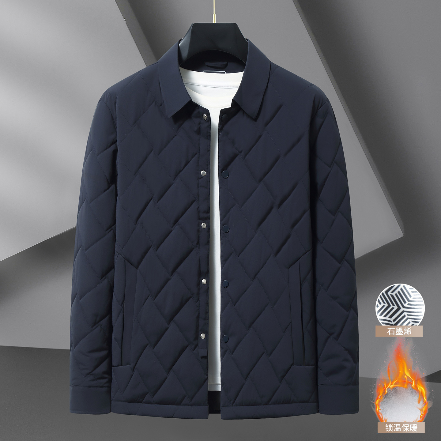 胖子哥2025大码男士薄棉衣翻领新款秋冬棉袄宽松休闲棉服加棉外套