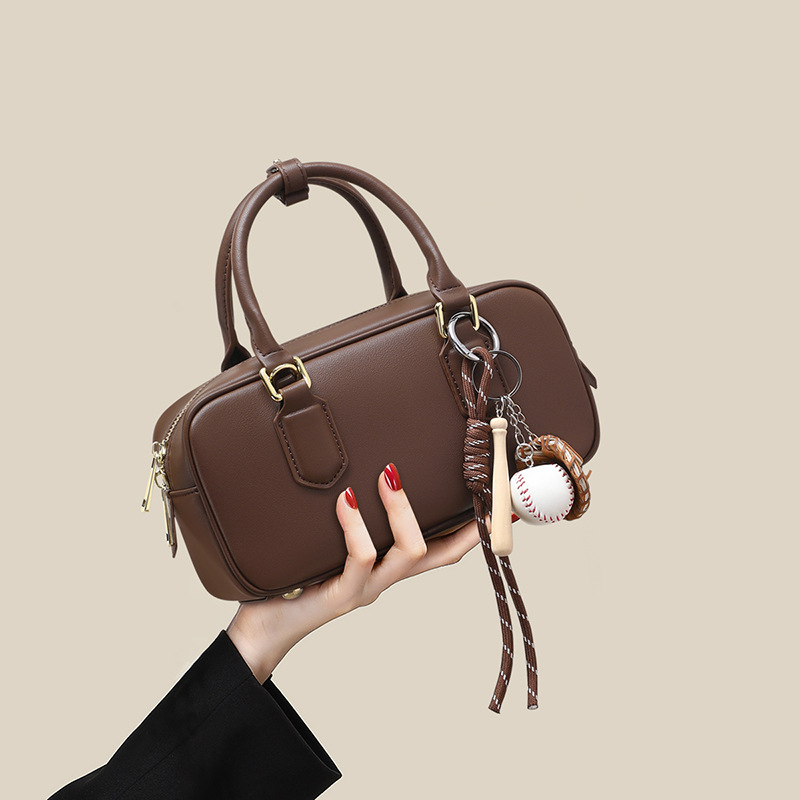 Women's Handbag 2026 New Summer Crossbody Bag Genuine Leather Shoulder Small Square Bag Bowling Bag - Thumbnail 6