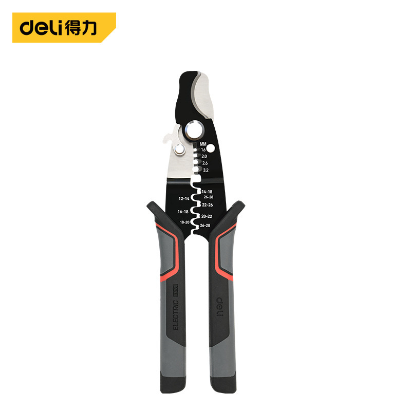 得力工具DL383011电缆压接剥线钳7.5寸多功能剥线钳电工钳拨线钳