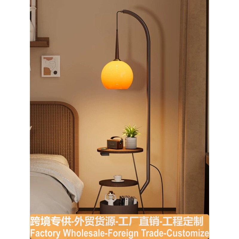 Medieval-Style Floor Lamp, High-End Storage Rack Next to the Sofa in the Living Room, Integrated Fishing-Style Table Lamp, Bedroom Bedside Lamp