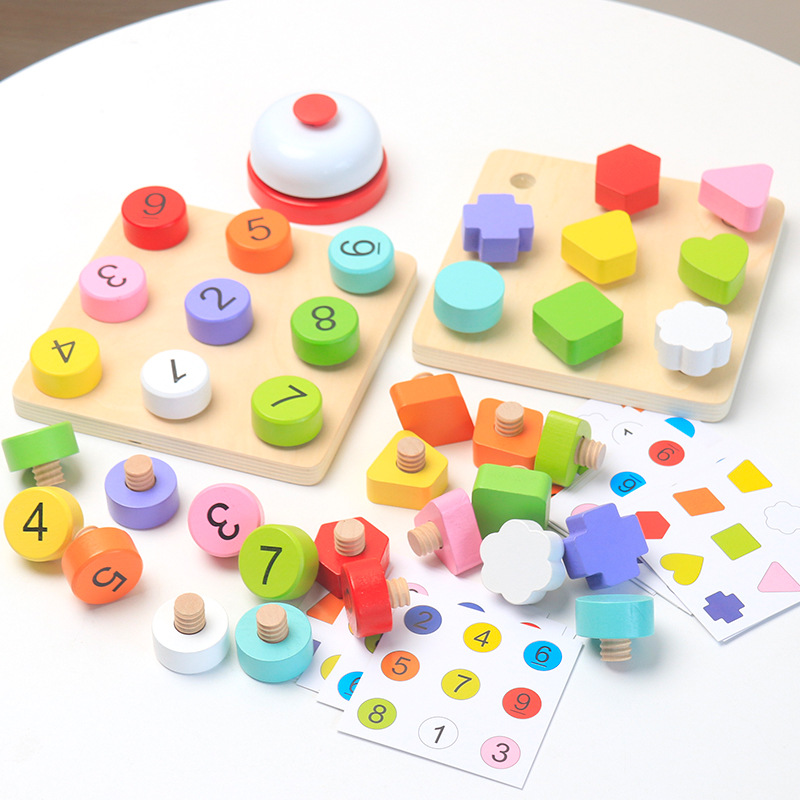 Gránulos grandes de madera transfronterizos rompecabezas creativo de clavos de hongos juguetes educativos inteligencia para niños rompecabezas grandes juguetes digitales image 10