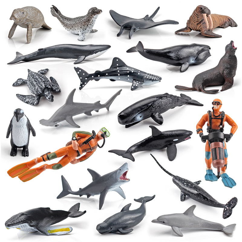 Simulación ballena asesina diablo peces mar León pingüino delfín animal marino buzo modelo traje decoración estática juguete