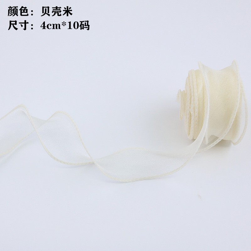 En stock al por mayor 4cm Phnom Penh fishtail hilo llano envuelto flor amplia cinta onda cinta ramo de flores material de embalaje