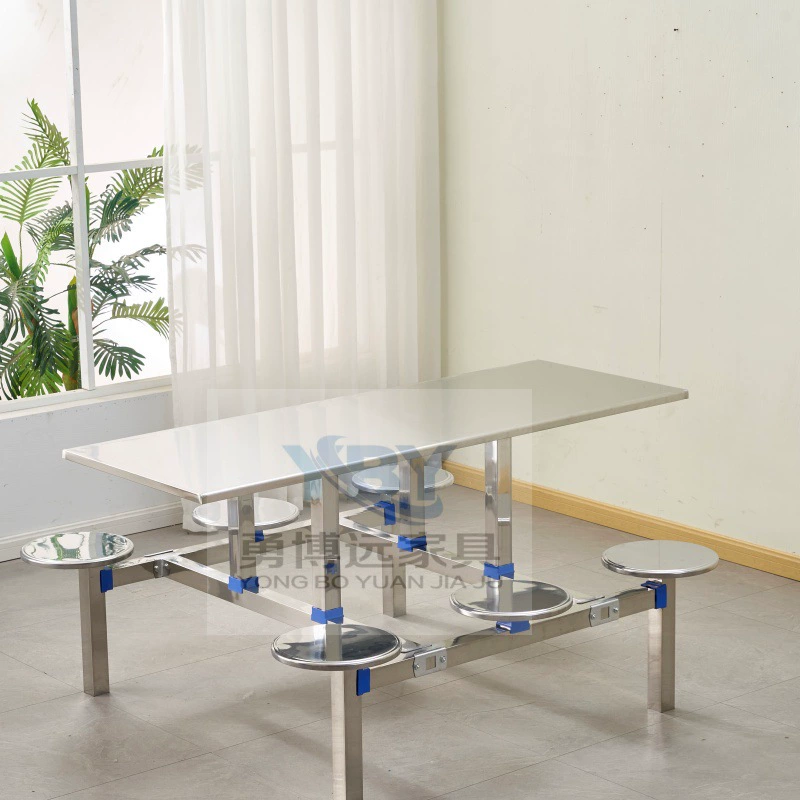 Школьная заводская столовая, обеденный стол, ресторан, столовая для сотрудников, цельный стол и стул из нержавеющей стали для фаст-фуда, закусочная