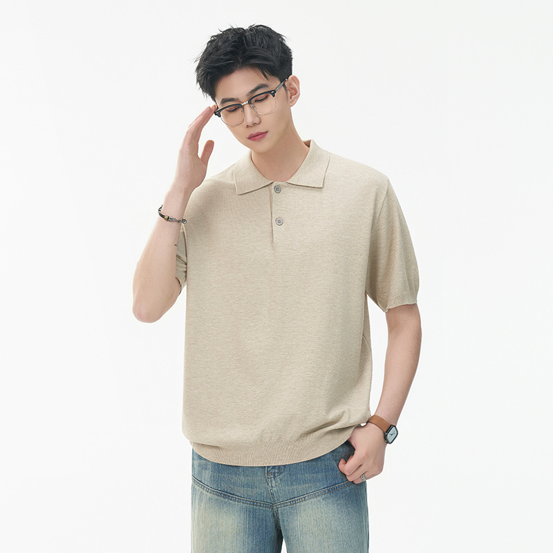 ZF8101-MM老钱风翻领针织短袖男夏季极简T恤百搭休闲上olo衫,男装针织衫/毛衣,星座614