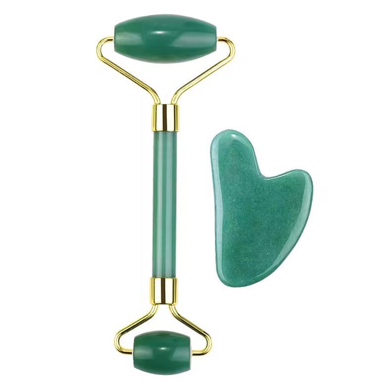 Amazon Pembe Kristal Jade Çift Başlı Masaj Rulörü Kalp Şekli Kazıyıcı Özel Masaj Kazıyıcı Taş Stokta