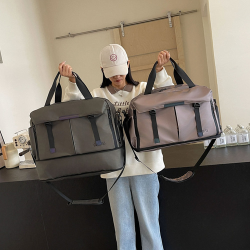 Sports Leisure Fitness Bag for Women, Dry Wet Separation Swimming Training Bag, Large Capacity Simple Oxford Cloth Short Trip Travel Bag