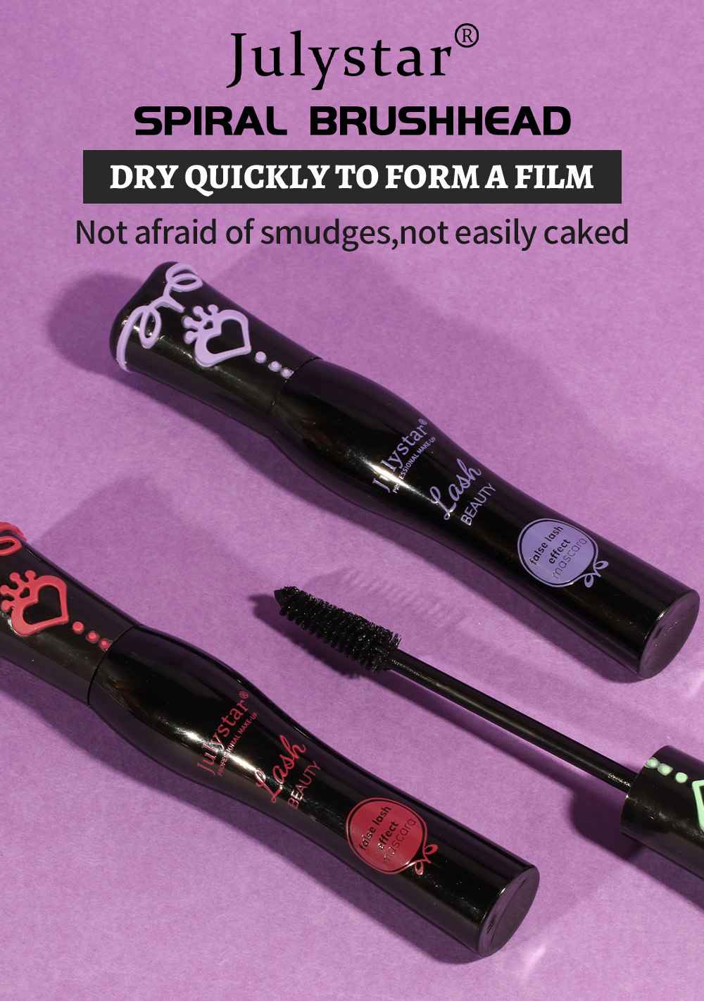 Cross-border makeup, thick and natural, curling mascara, waterproof, sweat-proof, non-smudge, long-lasting eyelash base cream, slender and long Specification drawing
