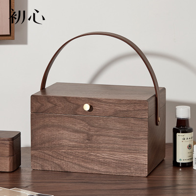 初心 木制药箱  药品收纳盒 分类创意桌面分割储物盒零售批发|ms