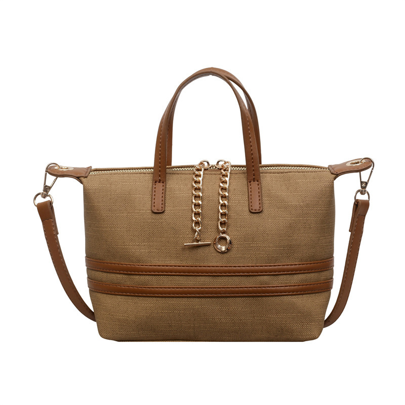 Bolsa de lona popular para mujeres coreanas nuevo estilo de viaje retro estilo exterior ocio bolso de mano diario marrón medio
