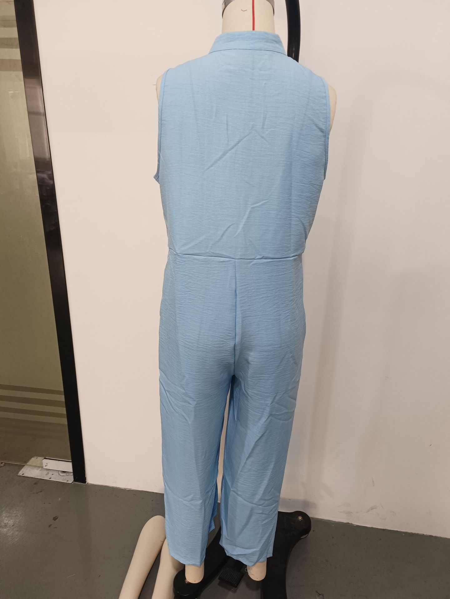 Women's Casual Sleeveless Stand Collar Jumpsuit With Pockets_voghion.com