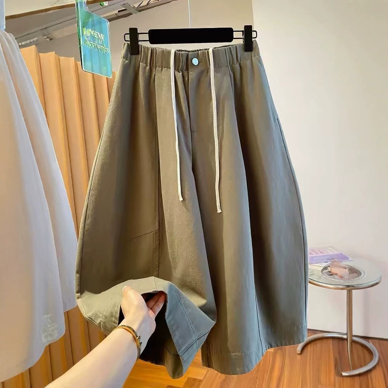 Cross-border bestseller plus-size 120kg cropped curved-leg wide-leg pants, unique and beautiful women's casual pants, versatile, loose and stylish Cross-border bestseller plus-size 120kg cropped curved-leg wide-leg pants, unique and beautiful women's casual pants, versatile, loose and stylish