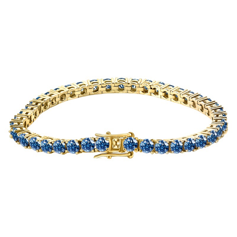 3mm azul real tenis pulsera S925 plata con incrustaciones tenis cadena hombres y mujeres pulsera clásico