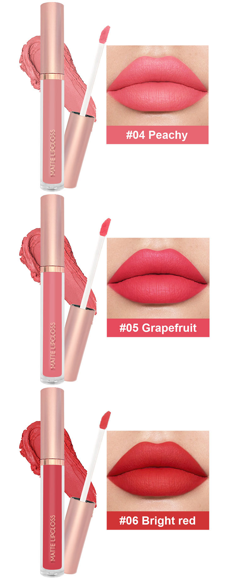 6支套装哑光雾面不沾杯唇彩唇釉套装