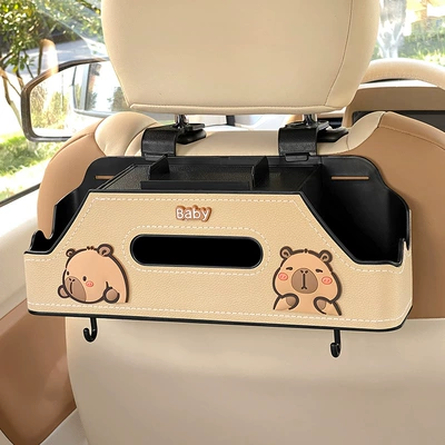 Car storage bag/box – Tissue Storage Box - squinting-capi-beige-chair-back-multifunctional-storage-box-upgraded-integrated-mobile-phone-holder